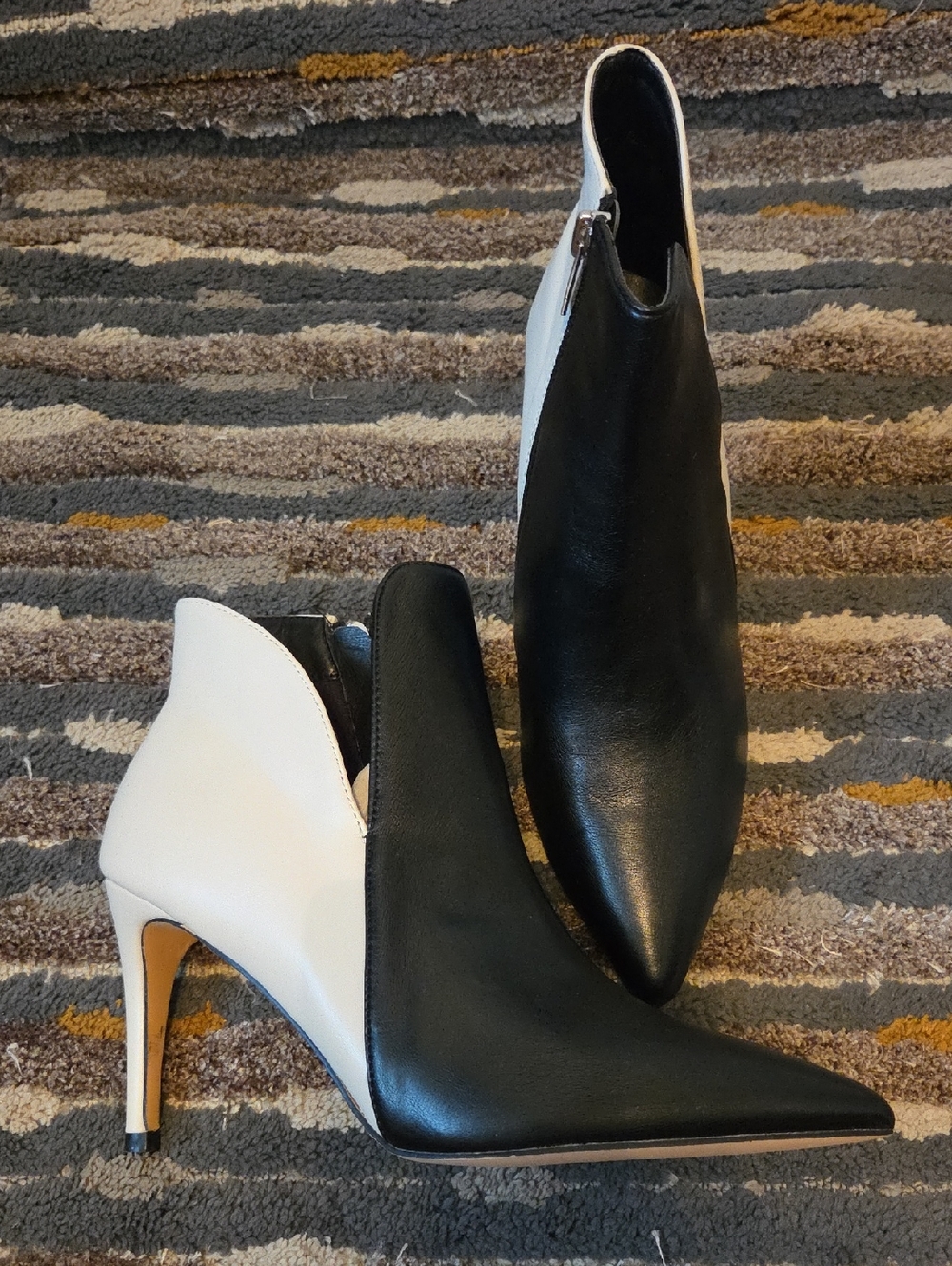 New York & Company Black and White Pointed Toe Stiletto Booties
